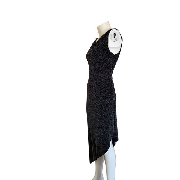 JSB Boutique Y2K asymmetrical short dress bodycon sleeveless small Ariel metalli - Picture 2 of 5